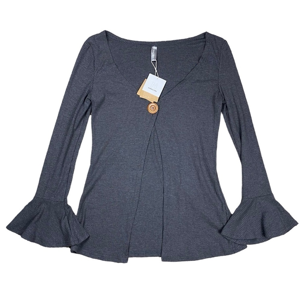 NWT Noracora Ruffle Long Sleeve Button Cardigan Top
